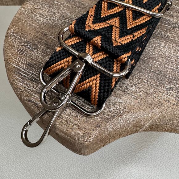 Wide Adjustable Chevron Black Brown Purse Strap Crossbody Guitar Strap NEW - Picture 3 of 3